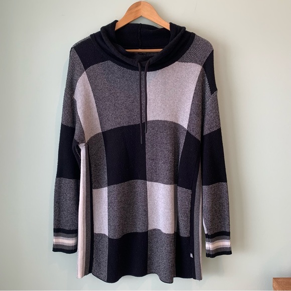 T by Talbots Colorblock Modal Blend Drawstring Collar Sweater Large Peti… - Picture 1 of 9